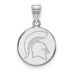 10k White Gold Michigan State Medium Logo Disc Pendant